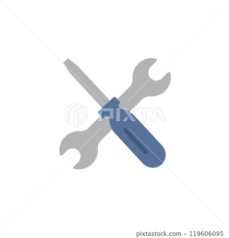 Spanner and screwdriver icon (no main lines, flat design) 119606095