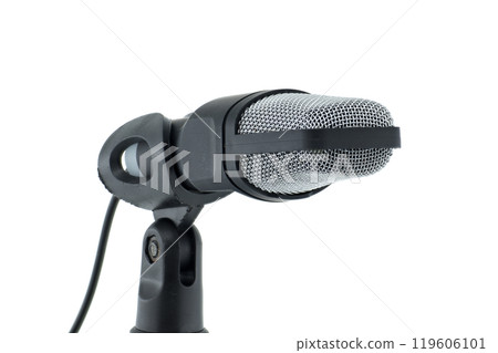 Professional microphone on stand isolated against a white background 119606101