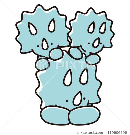 A child riding on the back of a parent Triceratops - Illustration of a parent and child dinosaur 119606206