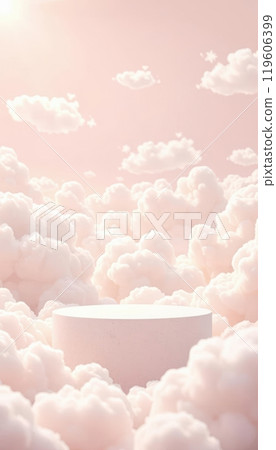 A cloud podium in a dreamy sky, perfect for serene product displays. 119606399