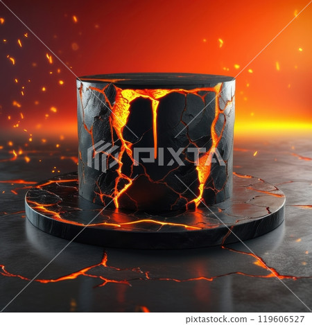 Low-profile, fiery podium perfect for dramatically showcasing hot item products Low-profile, fiery podium perfect for dramatically showcasing hot item products 119606527