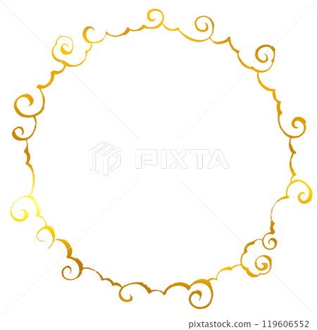 Golden brush Japanese style, Chinese style spiral cloud round frame 119606552