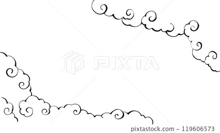 Japanese and Chinese brush-style swirling cloud background frame Japanese and Chinese brush-style swirling cloud background frame 119606573