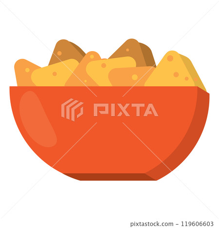 Flat nachos icon in a bowl for Mexican food concepts Vector 119606603