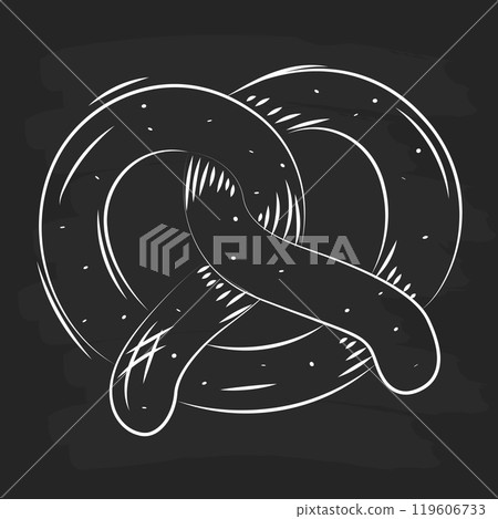 Hand-drawn pretzel with salt grains and twisted shape Vector Hand-drawn pretzel with salt grains and twisted shape Vector 119606733