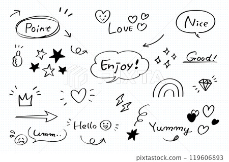 Cute hand-drawn style speech bubble set monochrome notebook 119606893
