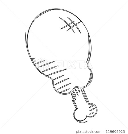Hand-drawn chicken drumstick sketch with simple design Vector 119606923