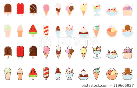 Set of colored ice cream icons Vector Set of colored ice cream icons Vector 119606927