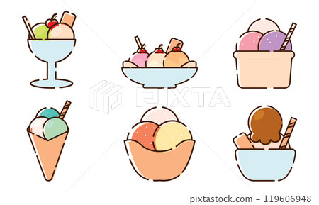 Set of colored ice cream icons Vector 119606948