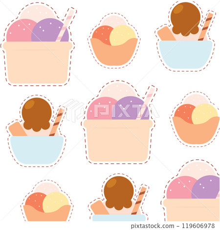 Pattern background with ice cream icons Vector 119606978