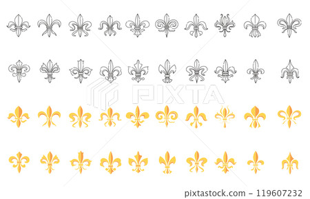 Fleur de lys coat of arms symbols Set Vector 119607232