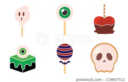 Halloween candy icons collection with spooky sweets Vector Halloween candy icons collection with spooky sweets Vector 119607312