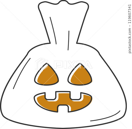 Jack-o-lantern candy bag for Halloween trick or treating Vector Jack-o-lantern candy bag for Halloween trick or treating Vector 119607341