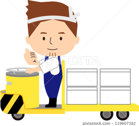 A man driving a turret 119607382