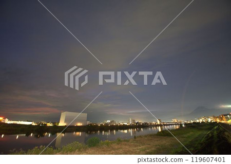 Sunset seen from the bank 119607401