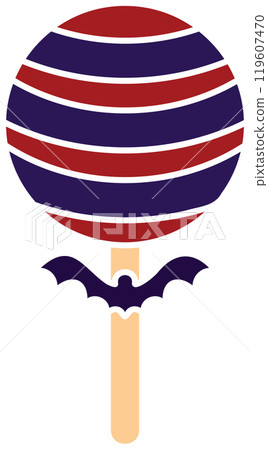 Halloween-themed lollipop with purple bat and stripes Vector Halloween-themed lollipop with purple bat and stripes Vector 119607470