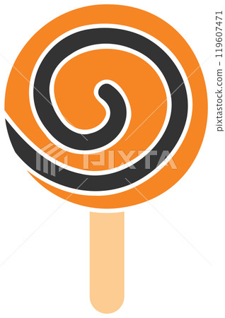 Orange and black swirl lollipop for Halloween Vector Orange and black swirl lollipop for Halloween Vector 119607471