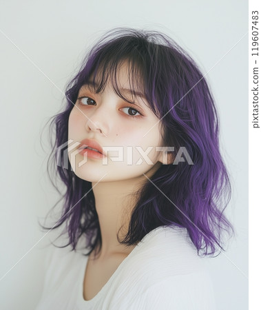 AI-generated image of a beautiful woman with colored hair 119607483