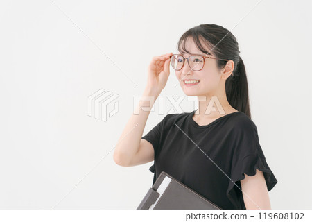 Portrait of a working woman on white background 119608102
