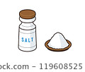 Salt in a jar and on a plate 119608525