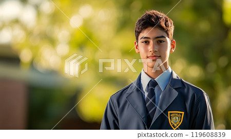 Cheerful student portrait photo at the school 119608839