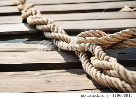 Tangled large rope, still reusable for various purposes.AI Generated 119608913