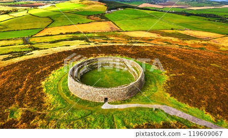 Ruins of Grianan of Aileach in Ireland - an Ancient Stone Structure That Is Beautifully Surrounded Ruins of Grianan of Aileach in Ireland - an Ancient Stone Structure That Is Beautifully Surrounded 119609067