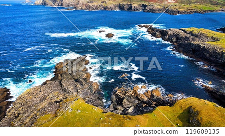A Beautiful Coastal Landscape Featuring Rocks and Glimmering Water, Capturing Natures Splendor A Beautiful Coastal Landscape Featuring Rocks and Glimmering Water, Capturing Natures Splendor 119609135