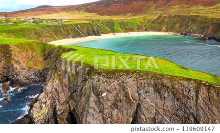 Malin Beg at the west coast of Ireland in Donegal - breathtaking coastal landscape that beautifully Malin Beg at the west coast of Ireland in Donegal - breathtaking coastal landscape that beautifully 119609147