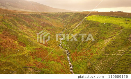 Glengesh Pass in Donegal Ireland the typical Irish landscape in County Donegal 119609156
