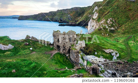 Kinbane Castle in Northern Ireland - The magnificent ruins of an ancient coastal structure provide 119609168