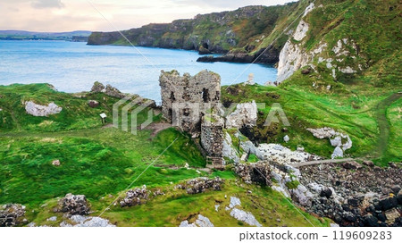 Kinbane Castle in Northern Ireland - The magnificent ruins of an ancient coastal structure provide 119609283