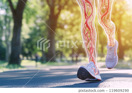 Leg focused with blood vessel cell. 3D illustration 119609290