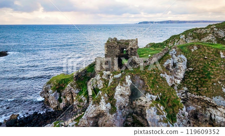 Kinbane Castle in Northern Ireland - The magnificent ruins of an ancient coastal structure provide Kinbane Castle in Northern Ireland - The magnificent ruins of an ancient coastal structure provide 119609352