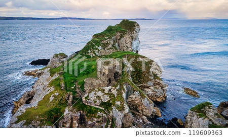 Kinbane Castle in Northern Ireland - The magnificent ruins of an ancient coastal structure provide 119609363