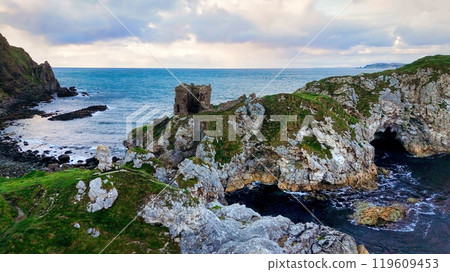 Kinbane Castle in Northern Ireland - The magnificent ruins of an ancient coastal structure provide 119609453