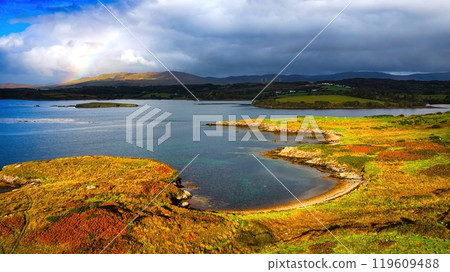 St John s Point in Donegal at the west coast of Ireland - a breathtaking coastal view showcasing a St John s Point in Donegal at the west coast of Ireland - a breathtaking coastal view showcasing a 119609488