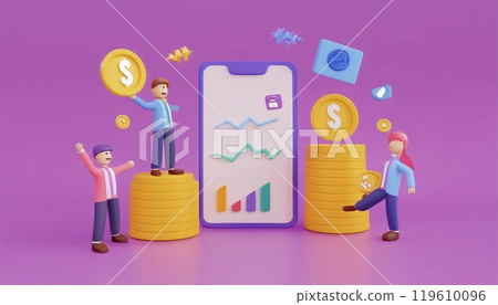 Business and finance market strategy. 2D illustration vector in a datum and banking concept 119610096