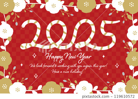 2025蛇年可愛蛇日式簡約時尚現代日式新年賀卡設計_紅色 2025蛇年可愛蛇日式簡約時尚現代日式新年賀卡設計_紅色 119610572