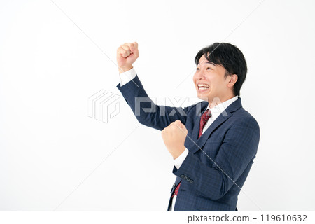 Businessman, male in his 20s, fist pump 119610632
