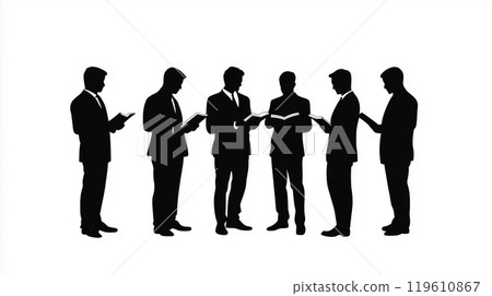 Reading preparation, advance preparation, thorough business silhouette icon 119610867