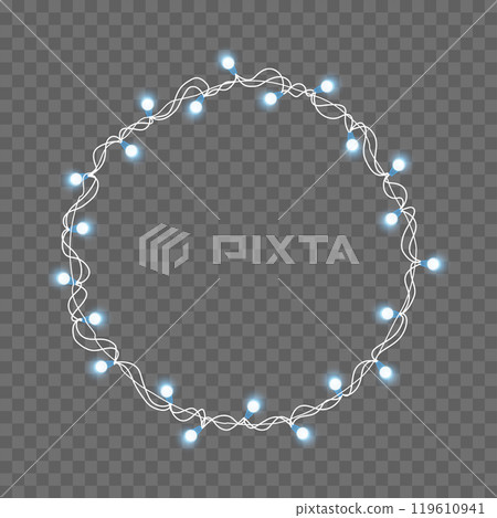 Colorful Christmas Lights Garland Circle for Holiday Decoration Vector 119610941