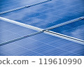 closeup photovoltaic panels which installed on the rooftop of the building, concept for storing and using natural power from the sunlight to care about human environment over the world. 119610990