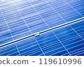 closeup photovoltaic panels which installed on the rooftop of the building, concept for storing and using natural power from the sunlight to care about human environment over the world. 119610996