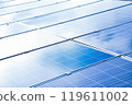 closeup photovoltaic panels which installed on the rooftop of the building, concept for storing and using natural power from the sunlight to care about human environment over the world. 119611002