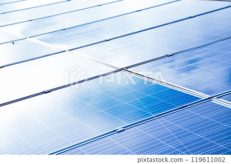 closeup photovoltaic panels which installed on the rooftop of the building, concept for storing and using natural power from the sunlight to care about human environment over the world. closeup photovoltaic panels which installed on the rooftop of the building, concept for storing and using natural power from the sunlight to care about human environment over the world. 119611002