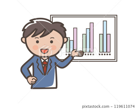 一位男性商人在演講中解釋要點的插圖_2 一位男性商人在演講中解釋要點的插圖_2 119611074