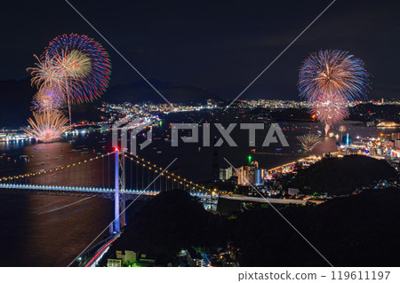 Kanmon Strait Fireworks Festival as seen from Hinoyama Park Observatory 119611197