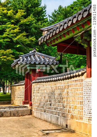 Jongmyo Shrine a Confucian royal ancestral shrine, UNESCO world heritage in Seoul, South Korea 119611488