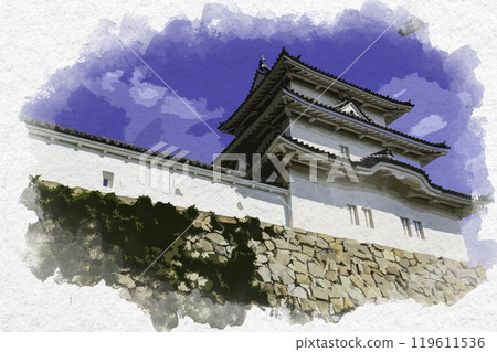 水彩風格明石城紺屋倉 兵庫縣明石市 119611536